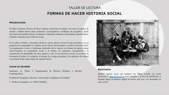 Taller de lectura. Formas de hacer Historia Social